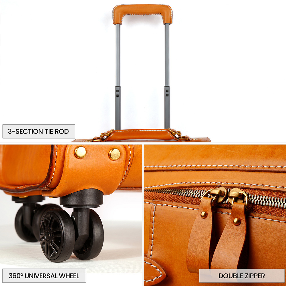 Leather luggage Factory customized suitcase (4)